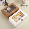 Present Wrap 10st 6Cavity Cup Cake Boxar Packaging Box med Clear Window Muffin Container Holder Cupcake