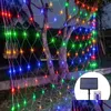 Trädgårdsdekorationer trädgårdsdekorationer strängar LED Solar Net Mesh String Light Christmas Holiday Fairy Outdoor Window Gardin Icicle Li Dhzzb