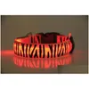 Colliers de chien Laisses Colliers pour animaux de compagnie clignotants éclairés en nylon LED Dog Colorf Collier de style zèbre 2,5 M Largeur 8 Drop Livraison Maison Jardin P Dhys3