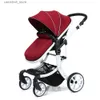 Barnvagnar# baby barnvagn 2023 nyfödd baby bil röd vagn baby barnvagn bil på hjul läder baby barnvagn multifunktionell vikvagnar Q231116