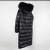 Women's Down Parkas Janveny Big Real Raccoon Fur Hooded Long Puffer Jacket Women Shiny Patent Leather Parkas Winter 90% Duck Down Coat Waterproof 231115