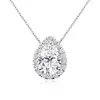 Geplatineerde peervorm ketting op maat met Moissanite Diamond Stone DEF-kleur