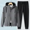 Men's Tracksuits Spring Autumn Leisure Sports Jacket Pants Men Sweatsuits 's Sportswear Jogger Suits Cotton Sweat 2 Set Black