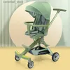 Poussettes # Luxe haute vue bébé poussette bidirectionnelle ultra-légère Portable pli poussette peut s'asseoir et s'allonger quatre roues chariot voyage landau Q231116