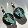 Stud Earrings Arrival Blue Elf Forest Princess French Glass Cabochon Womens Jewelry Special Year