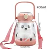 Water Bottles Big Belly Bottle Cute Children Drinking Cup Straw Strap Leakproof Multi Color Panda Shape Portable Cartoon