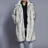 Men's Jackets Autumn Winter Square Collar Faux Mink Fur Long Coat Highgrade Man Comfortable Thick Warm Windbreaker 231115