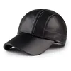 Ball Caps Winter Unisex Genuine Leather Baseball Cap Men Women Outdoor Casual Bright Black Brown Hip Hat Male Hockey Snapback Chapeu