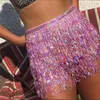 Skirts Belly Dance Skirt Latin Sequin Halter Top Bra Belt Hip Set Sexy Party Costume Tassel Temptation Stage Performance