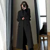 Women's Fur Faux Fashion Winter Trench Coat for Women Elegant Korean Casual Doublebreasted Wool Long Jacket Black Office Lady Loose Outwear 231115