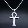Pendentif Colliers HNSP Acier inoxydable Egyptien Anka Cross Chain Collier pour hommes et femmes Bijoux