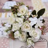 Decorative Flowers 2pcs Gifts Wedding Decoration Bouquet 6 Heads Autumn Rose Hydrangea Artificial Roses