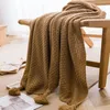 Decken Nordische Decken für Bett Sofa Couch Grobstrick-Tagesdecke Gestrickte Überwurfdecke mit Quaste Einfarbige Decke mit Waffelprägung 231116