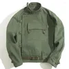 Men's Jackets Army Green Bomber Misplaced Oblique Buckle Swedish Motorcycle AMEKAJI Cotton Autumn Winter Coat