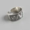 Cluster Rings In Triangle Retro Wave Mens Point 925 Silver Wide Ring Ethnic Style Geometric Banquet Party Luxury Jewelry