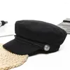 Boinas 2023 Chapéus de inverno Trend para mulheres Estilo francês Padeiro de padeiro Capinho de beisebol legal Visor preto Gorras Casquette