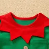 Rompers Noel Bebek Giyim İlkbahar ve Sonbahar Yeşil Elf Tarzı Uzun Kollu Pamuk Şapka Erkekler İçin Set 231115