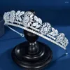 Fermagli per capelli HIBRIDE Bling Corona da sposa e diadema con zirconi Cristallo Donna elegante Gioielli da sposa per accessori per spettacoli C-79