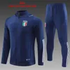 23 24 Italien Vuxen Tracksuit Long Zipper Jacket 125 års jubileumsöverlevnad Jackor Training Suit Soccer 2023 2024 Italia Kids Football Tracks Set