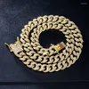 Ketens zilveren kleur 13 mm talk Miami Cuban Link Chain ketting voor vrouwen ijs uit 2 rij steentjes vierkante sieraden cadeau