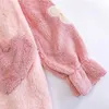 Women's Sleep Lounge Sweet Hooded Princess Pajamas Women Winter Coral Velvet Thick Cute Bathrobe Nightdress Pink Kaii Cartoon Nightgown Homewear zln231116