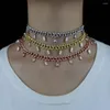 Kedjor 2023 Summer Iced Out Fashion CZ Charms Miami Cuban Link Chain Necklace For Women Bling Cubic Zirconia Choker 32 10cm