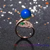 Cluster Rings Blue Amber Bead Ring Amulet Gemstone Feather Jewelry Zircon Charm Gift Crystal Women Natural 925 Silver Fashion