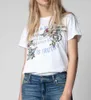 T-shirt damski 24ss Nowy trend mody Zadig Voltaire Nisza designerska klasyczny styl tee atrament nadruk proste kobiety bawełniane krótkie rękawe koszulki topy zv zv