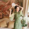 Vêtements ethniques Été Femmes Cheongsam Rétro Élégant Robe Florale Robe Orientale Soirée Vintage Qipao Robes