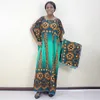 Roupas étnicas 2023 Design estilo algodão Kwanzaa Vestidos africanos elegantes para mulheres imprimindo vestido de dashiki com lenço