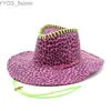 Breda brimhattar hink hattar sommar leopard tryck cowboy hatt för kvinnor retro bowler fedora kvinnlig kände bred brim jazz cap four säsonger cowgirl sombrero yq231116