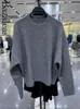 Suéteres femininos 2023 bazaleas store básico tricô cinza pulôver suéter curto inverno malha roupa oficial
