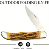 Portable Traditional Folding Knife - High Carbon Stainless Steel Blade With Bone Scales Handle - Multifunctional EDC Knife For Hunting, Fishing, Hiking