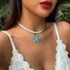 Collares colgantes Mujeres Bohemian Holiday Beach Starfish Collar Ocean Style Sirena Concha Símbolo Joyería extraña