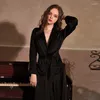 Vêtements de nuit pour femmes, pull long en soie, Kimono, pyjama à cils contrastés, ceinturé, Robe de luxe, Sexy pour femmes