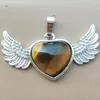 Pendant Necklaces Jaspe Howlite Tiger Eye Opal Rhodorite Unakite Crystal Sodalite Labradorite Aventurine Heart Bead WFH1058