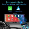 10.26 pouces 4K 2160P voiture Dvr sans fil Carplay Android Auto double objectif WiFi Dash Cam GPS FM G-capteur enregistrement en boucle enregistreur vidéo