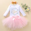 Set di abbigliamento Baby Girl 1° compleanno Outfit Primavera Autunno One Year Old Party Cake Tutu Gonna Pagliaccetto a maniche lunghe Vestiti adorabili