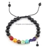 Bedelarmbanden 8 mm natuursteen armband 7 chakra bedelarmbanden Mticolor kralen lavastenen golf dames heren yoga droplevering juweel Dhcaq