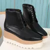 2023 STELLA McCARTNEY SCHUHE Oxford Derby Buty Kobiety Czerwony Pełna Ziarna Czarna skórzana