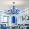 Ljuskrona europeiska medelhavsblue atmosfär ljuskrona el kTv dekoration droplight kreativ lägenhet sovrum e14 glas pendent lampa