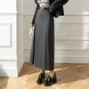Jupes automne hiver femmes laine coréenne dames rétro laine costume jupe femme mode taille haute Aline longue 231115