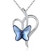 Chains 2023 Jewelry Fashion Beautiful Blue Butterfly Heart Pendant Necklace Female Gift Wholesale