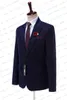 Men's Suits 2023 Men's Suit Dark Blue Peaked Lapel Red Diagonals Fit Business Regular Tuxedos For Wedding Custom Made Jacket Blazer Coat