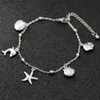 Anklets 1pc rostfritt stål skalstjärna delfin anklet silver färg havhänge kedja anklet kvinnor sommar strand barfota sandal smycken231116