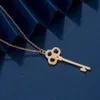 Tiffiny Necklace Designer Kvinnor Originalkvalitet Halsband pläterade 18 K Gold Inlaid Heart Crown Necklace Full Diamond Key Collar Chain Chain