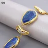 Strand GuaiGuai Schmuck Naturstein Blau Lapis Lünette Set Weiß Biwa Perle Vergoldet Armband 20,3 cm