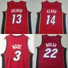 Maillots de basket-ball de ville cousus Dwyane Wade 3 hommes Tyler Herro 14 Jimmy Butler 22 Bam Adebayo 13 respirant pour les fans de sport équipe noir rouge blanc jaune bleu chemise bon