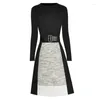 Vestidos de trabalho Janeyiren Fashion Runway Winter/Spring Dress Set Women Women Black Sleeve Sweater A-Line Skirt 2 Piece