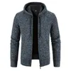 Camisolas masculinas 2023 inverno grosso cardigan mens camisola zíper com capuz moda quente fino ajuste de malha macho velo hoodies casacos homens m 4xl 231116